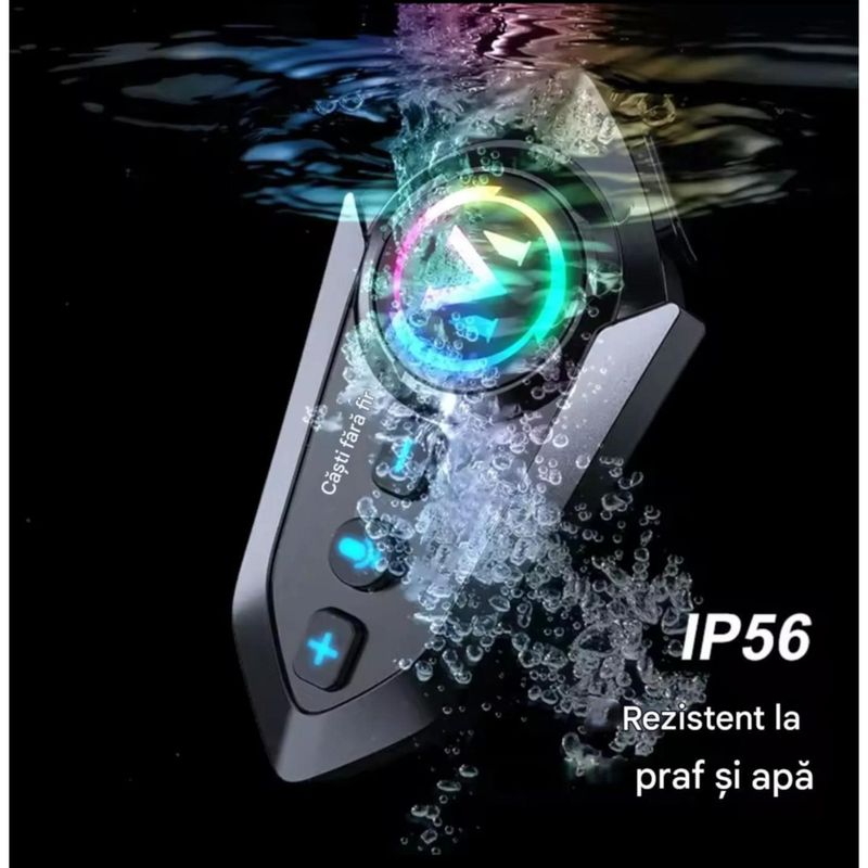 TV, Audio-Video si Foto - Portabile audio - Casti audio - Casca Bluetooth Moto CerCip Y12 Pro, Intercom pentru 2 persoane, Autonomie 20 ore, Rezistenta la apa, Anulare zgomot - Infinity.ro