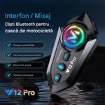 TV, Audio-Video si Foto - Portabile audio - Casti audio - Casca Bluetooth Moto CerCip Y12 Pro, Intercom pentru 2 persoane, Autonomie 20 ore, Rezistenta la apa, Anulare zgomot - Infinity.ro