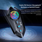 TV, Audio-Video si Foto - Portabile audio - Casti audio - Casca Bluetooth Moto CerCip Y12 Pro, Intercom pentru 2 persoane, Autonomie 20 ore, Rezistenta la apa, Anulare zgomot - Infinity.ro