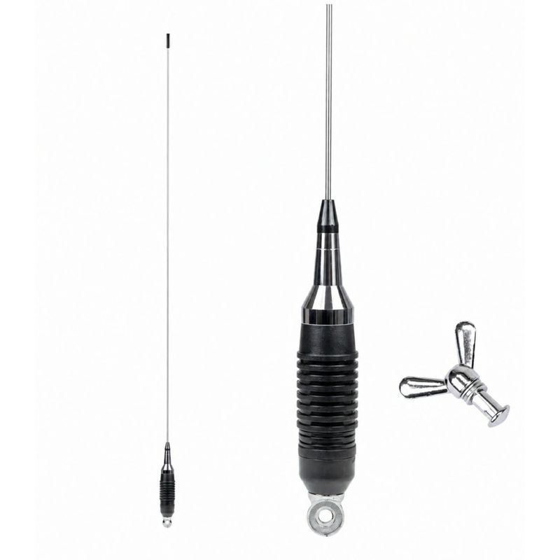 Auto si Moto - Electronice auto - Statii radio si detectoare radar - Antena pentru statie auto CB, Inaltime 150 cm, Cu baza magnetica si fluture, Mufa PL, Emisie 15km, Cablu inclus, Otel - Infinity.ro