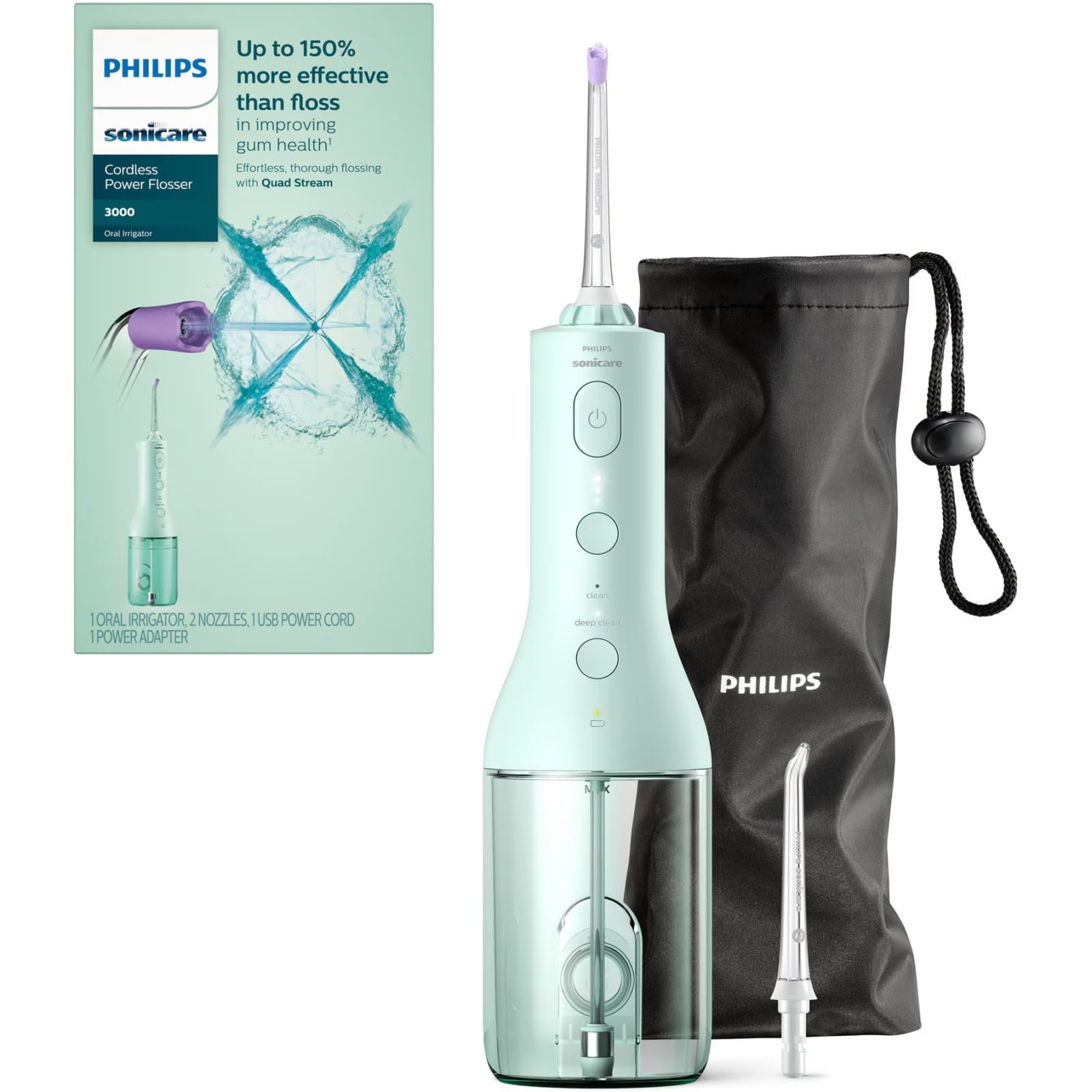 Irigator bucal tip dus bucal Philips Sonicare HX3826/24 cu tehnologie QuadStream, portabil