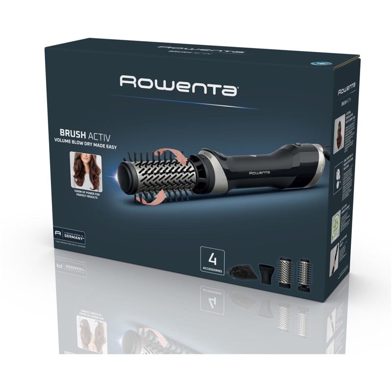 Ingrijire personala si Cosmetice - Aparate & accesorii ingrijire personala - Hair styling - Perii de par electrice - Perie rotativa cu aer cald Rowenta Brush Activ UB9530F0, 1000W, 2 trepte de viteza/temperatura, 2 perii rotative 40/50mm - Infinity.ro