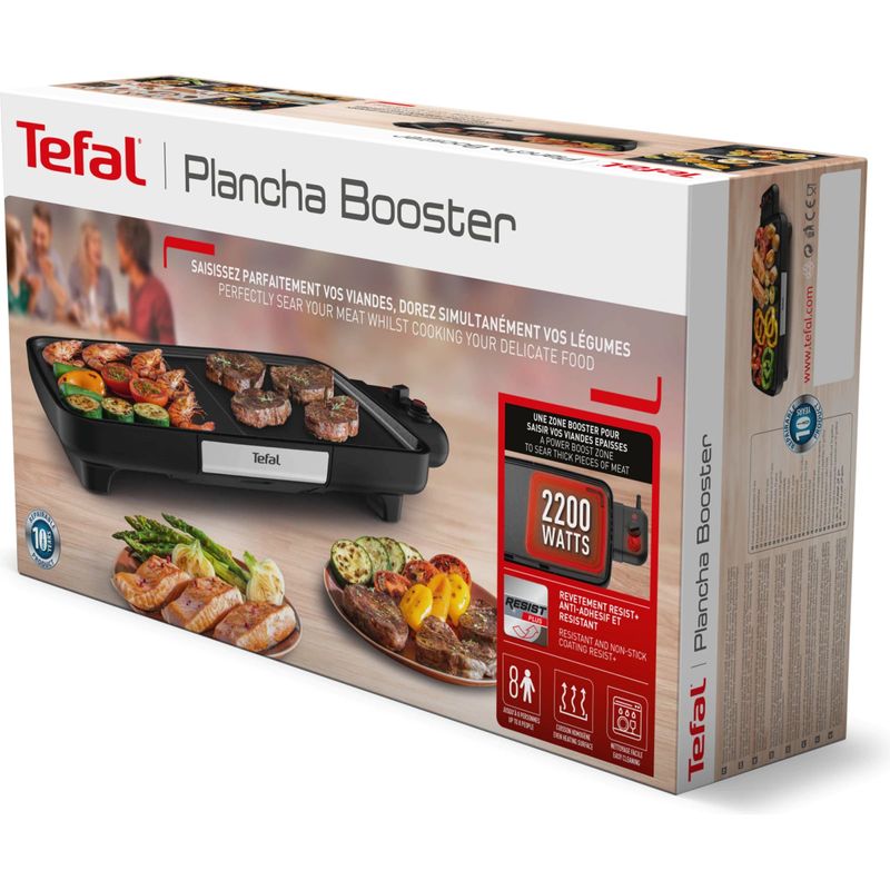 Electronice si Electrocasnice - Electrocasnice bucatarie - Aparate de gatit & desert - Gratare electrice - Gratar electric Tefal Plancha Booster CB641810, 2200 W, Power Boost, termostat ajustabil, suprafata antiaderenta - Infinity.ro