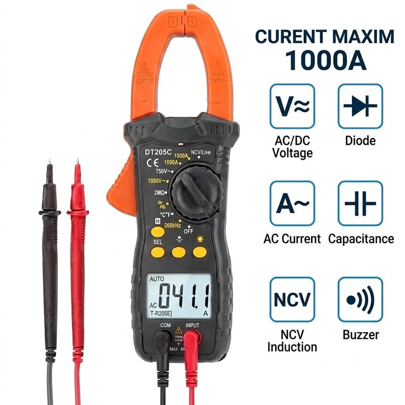 Casa si Gradina - Constructii - Scule electrice si accesorii - Aparate de masura - Multimetru digital cu cleste ampermetric 1000A, NCV, lanterna, atentionare sonora, afisaj LCD iluminat, husa transport - Infinity.ro