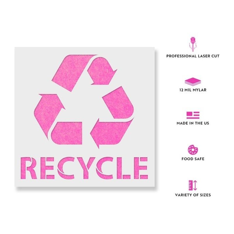 Casa si Gradina - Decoratiuni - DIY - Sabloane decorative pereti - Sablon Perete vopsire, tencuiala 0.7mm Reciclare cu Text model MXSP7471, 500 x 500 mm - Infinity.ro