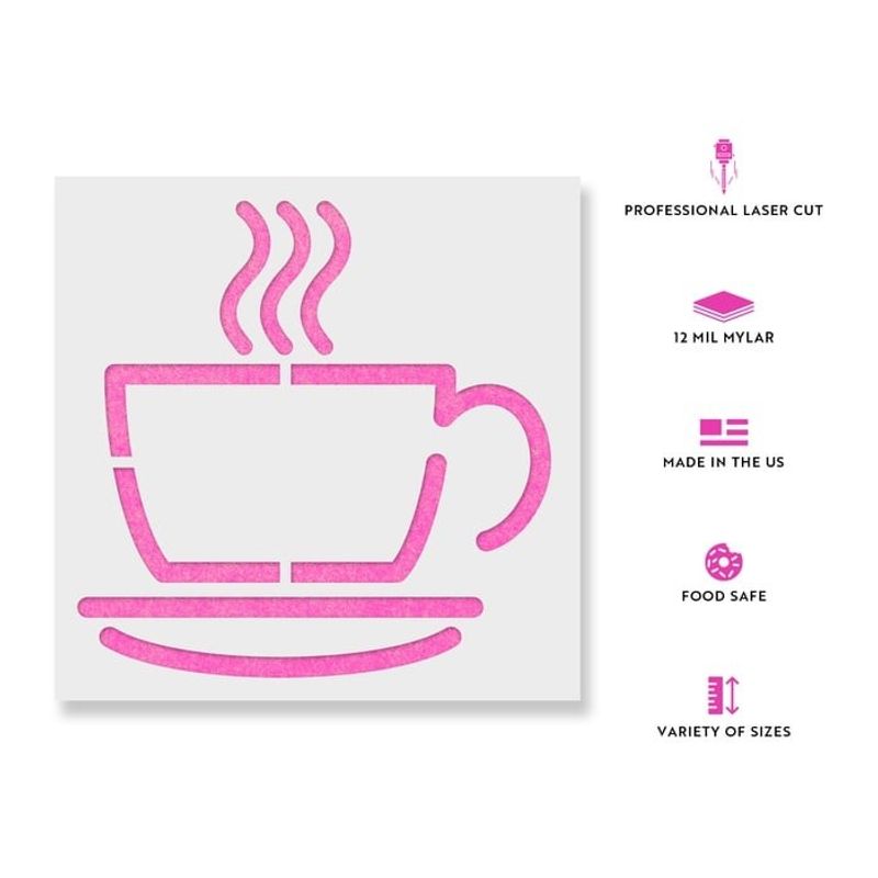 Casa si Gradina - Decoratiuni - DIY - Sabloane decorative pereti - Sablon Perete vopsire, tencuiala 0.7mm Coffee Cup Refolosibil, model MXSP7214, 300 x 300 mm, 0.70mm - Infinity.ro
