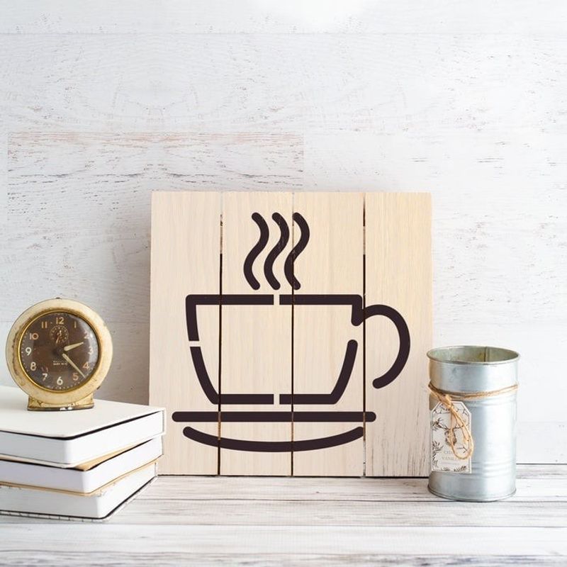 Casa si Gradina - Decoratiuni - DIY - Sabloane decorative pereti - Sablon Perete vopsire, tencuiala 0.7mm Coffee Cup Refolosibil, model MXSP7214, 300 x 300 mm, 0.70mm - Infinity.ro