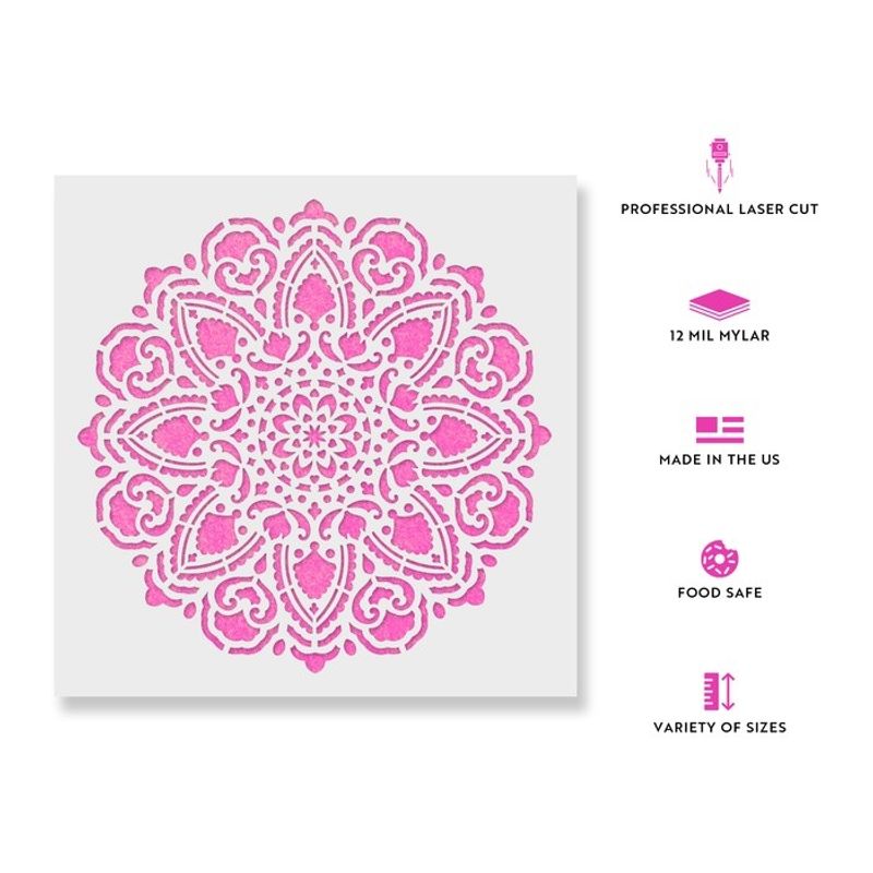 Casa si Gradina - Decoratiuni - DIY - Sabloane decorative pereti - Sablon Perete vopsire, tencuiala 0.7mm Tranquility Mandala Refolosibil, model MXSP7148, 1000 x 1000 mm - Infinity.ro