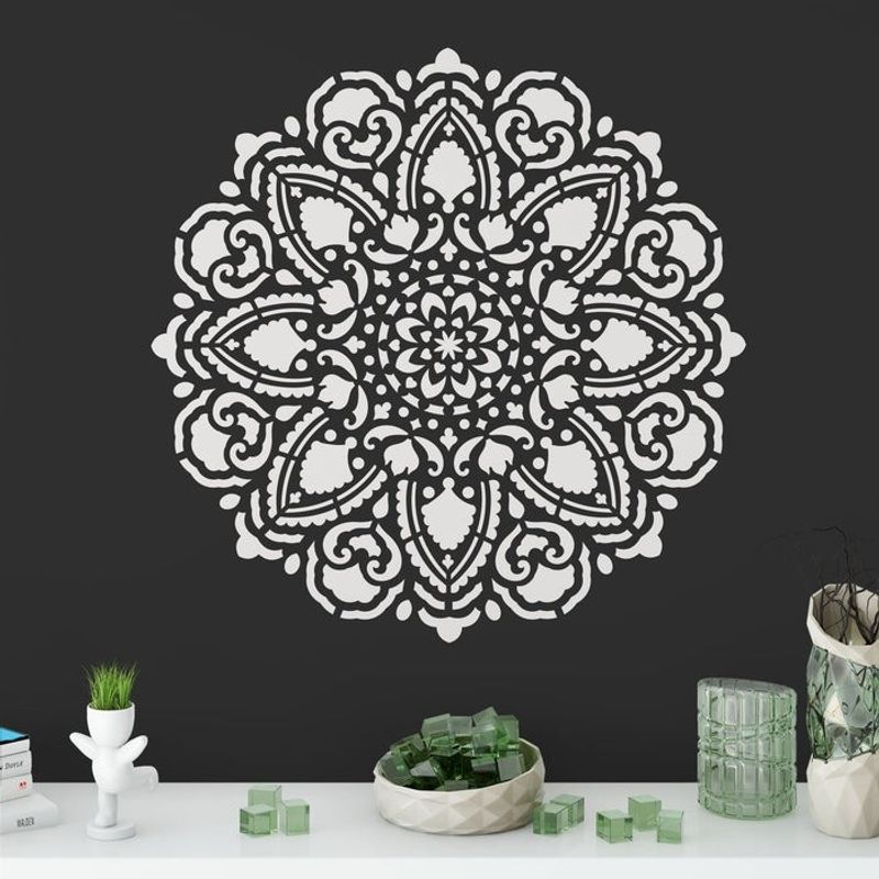 Casa si Gradina - Decoratiuni - DIY - Sabloane decorative pereti - Sablon Perete vopsire, tencuiala 0.7mm Tranquility Mandala Refolosibil, model MXSP7148, 1000 x 1000 mm - Infinity.ro