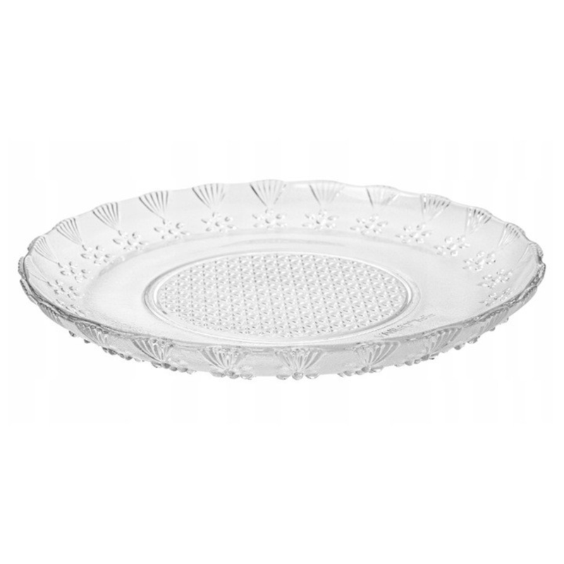 Casa si Gradina - Bucatarie si vesela - Vesela si tacamuri - Farfurii si boluri - Set 3 farfurii intinse din sticla MADGENIX, diametru 25.5 cm, pentru servire masa, friptura sau paste - Infinity.ro