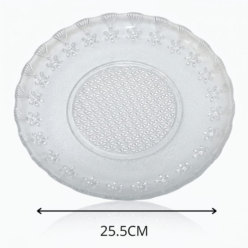 Casa si Gradina - Bucatarie si vesela - Vesela si tacamuri - Farfurii si boluri - Set 3 farfurii intinse din sticla MADGENIX, diametru 25.5 cm, pentru servire masa, friptura sau paste - Infinity.ro