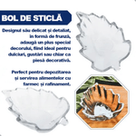Casa si Gradina - Bucatarie si vesela - Vesela si tacamuri - Farfurii si boluri - Set 6 boluri din sticla transparenta model frunza Verona pentru desert, inghetata si snacks MADGENIX - Infinity.ro