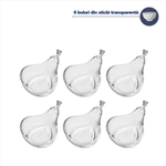 Casa si Gradina - Bucatarie si vesela - Vesela si tacamuri - Farfurii si boluri - Set 6 boluri din sticla transparenta in forma de para cu maner pentru servire salata de fructe, sosuri, snacks, aperitive si dulciuri 170ml MADGENIX - Infinity.ro