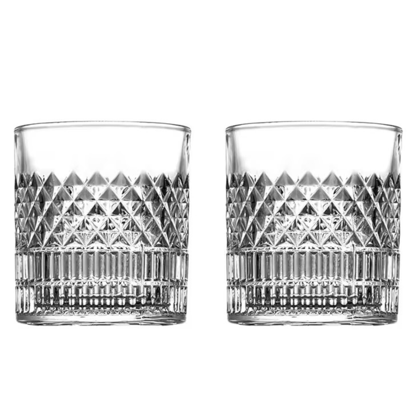Casa si Gradina - Bucatarie si vesela - Cani si pahare - Pahare - Set 6 pahare cristal MADGENIX Noble 325ml pentru whisky si bourbon, design elegant cu taieturi geometrice in relief, pahare tip tumbler masive ideal cadou - Infinity.ro