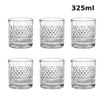 Casa si Gradina - Bucatarie si vesela - Cani si pahare - Pahare - Set 6 pahare cristal MADGENIX Noble 325ml pentru whisky si bourbon, design elegant cu taieturi geometrice in relief, pahare tip tumbler masive ideal cadou - Infinity.ro