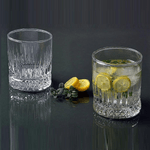 Casa si Gradina - Bucatarie si vesela - Cani si pahare - Pahare - Set 6 pahare whiskey 250ml din sticla transparenta MADGENIX, design cu dungi verticale in relief, pahare elegante tip tumbler pentru bauturi fine, cocktail si apa - Infinity.ro