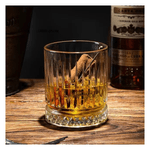 Casa si Gradina - Bucatarie si vesela - Cani si pahare - Pahare - Set 6 pahare whiskey 250ml din sticla transparenta MADGENIX, design cu dungi verticale in relief, pahare elegante tip tumbler pentru bauturi fine, cocktail si apa - Infinity.ro