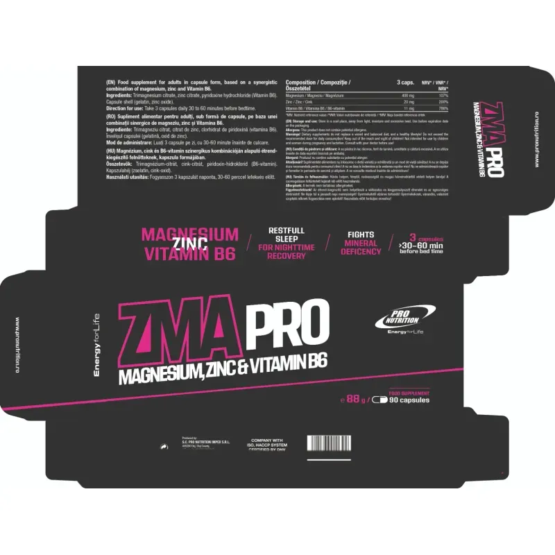 Ingrijire personala si Cosmetice - Sanatate si wellness - Suplimente alimentare - Vitamine si minerale - Magneziu, Zinc si Vitamina B6, ZMA Pro, 90 capsule - Infinity.ro