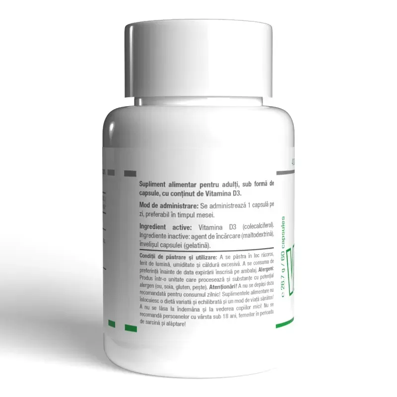 Ingrijire personala si Cosmetice - Sanatate si wellness - Suplimente alimentare - Vitamine si minerale - Vitamina D3, 60 capsule - Infinity.ro