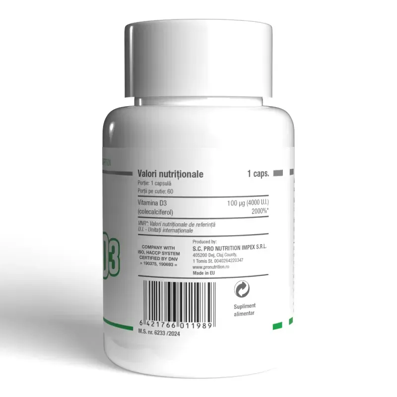 Ingrijire personala si Cosmetice - Sanatate si wellness - Suplimente alimentare - Vitamine si minerale - Vitamina D3, 60 capsule - Infinity.ro