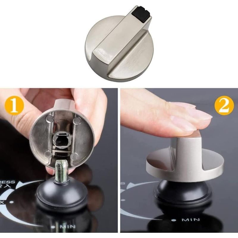 Electronice si Electrocasnice - Aragazuri, cuptoare si hote - Accesorii aragazuri, cuptoare si hote - Accesorii aragazuri - Set 4 butoane pentru aragaz/cuptor, Zinc, 6 mm, Argintiu/Negru - Infinity.ro