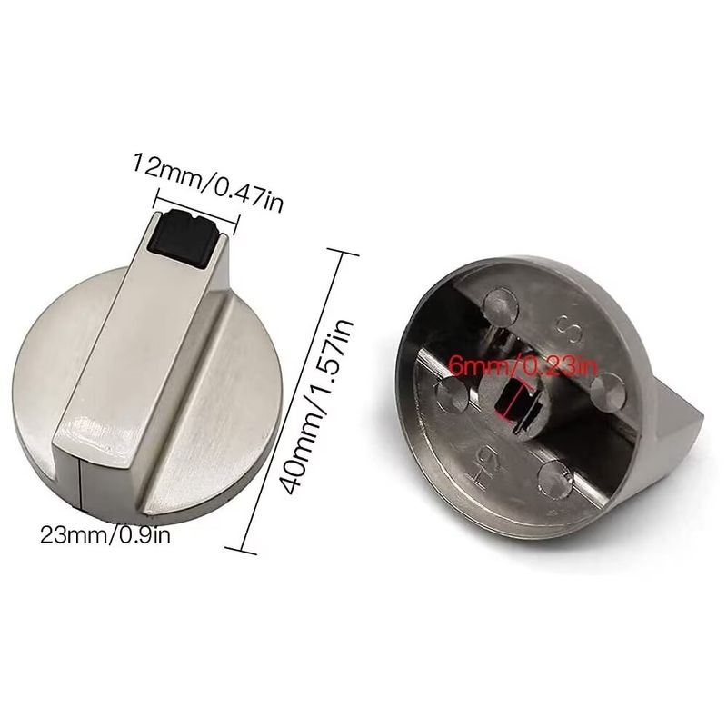 Electronice si Electrocasnice - Aragazuri, cuptoare si hote - Accesorii aragazuri, cuptoare si hote - Accesorii aragazuri - Set 4 butoane pentru aragaz/cuptor, Zinc, 6 mm, Argintiu/Negru - Infinity.ro