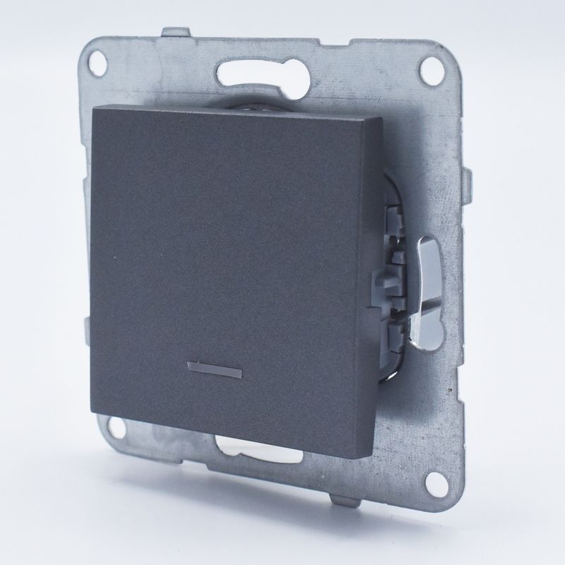 Casa si Gradina - Electrice - Distributie electrica si comanda - Intrerupatoare - Intrerupator simplu cu led, 10A, IP20, Grafit, Panasonic Arkedia Slim/Karre Plus Plus - Infinity.ro