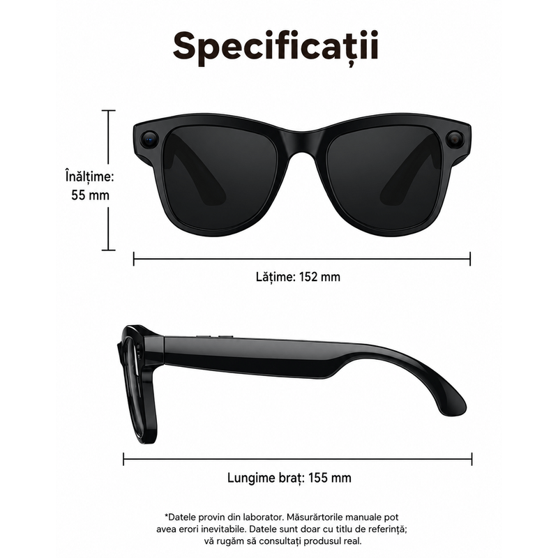 Fashion, accesorii si bijuterii - Barbati - Accesorii barbati - Ochelari de soare barbati - Ochelari Inteligenti AI GBV Logic cu husa de incarcare, Camera Sony 8MP, Lentile Fotocromatice, Husa Power Bank 3600mAh - Infinity.ro