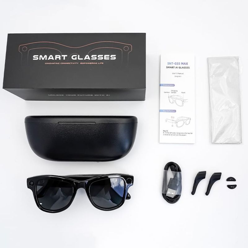 Fashion, accesorii si bijuterii - Barbati - Accesorii barbati - Ochelari de soare barbati - Ochelari Inteligenti AI GBV Logic cu husa de incarcare, Camera Sony 8MP, Lentile Fotocromatice, Husa Power Bank 3600mAh - Infinity.ro