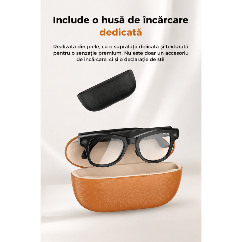 Fashion, accesorii si bijuterii - Barbati - Accesorii barbati - Ochelari de soare barbati - Ochelari Inteligenti AI GBV Logic cu husa de incarcare, Camera Sony 8MP, Lentile Fotocromatice, Husa Power Bank 3600mAh - Infinity.ro