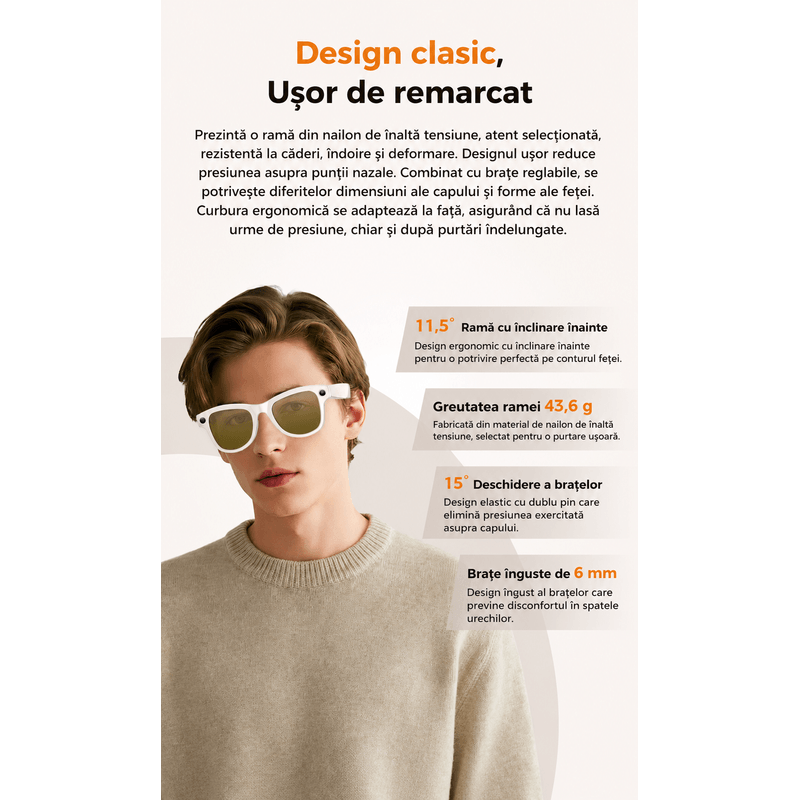 Fashion, accesorii si bijuterii - Barbati - Accesorii barbati - Ochelari de soare barbati - Ochelari Inteligenti AI GBV Logic cu husa de incarcare, Camera Sony 8MP, Lentile Fotocromatice, Husa Power Bank 3600mAh - Infinity.ro