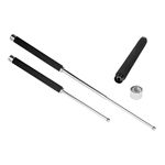 Sport si Outdoor - Sporturi de contact - Produse autoaparare - Set doua bastoane telescopice pliabile si spray paralizant chili DEPOX®, 64 cm/ 65 cm/ 60 ml , argintiu/negru - Infinity.ro