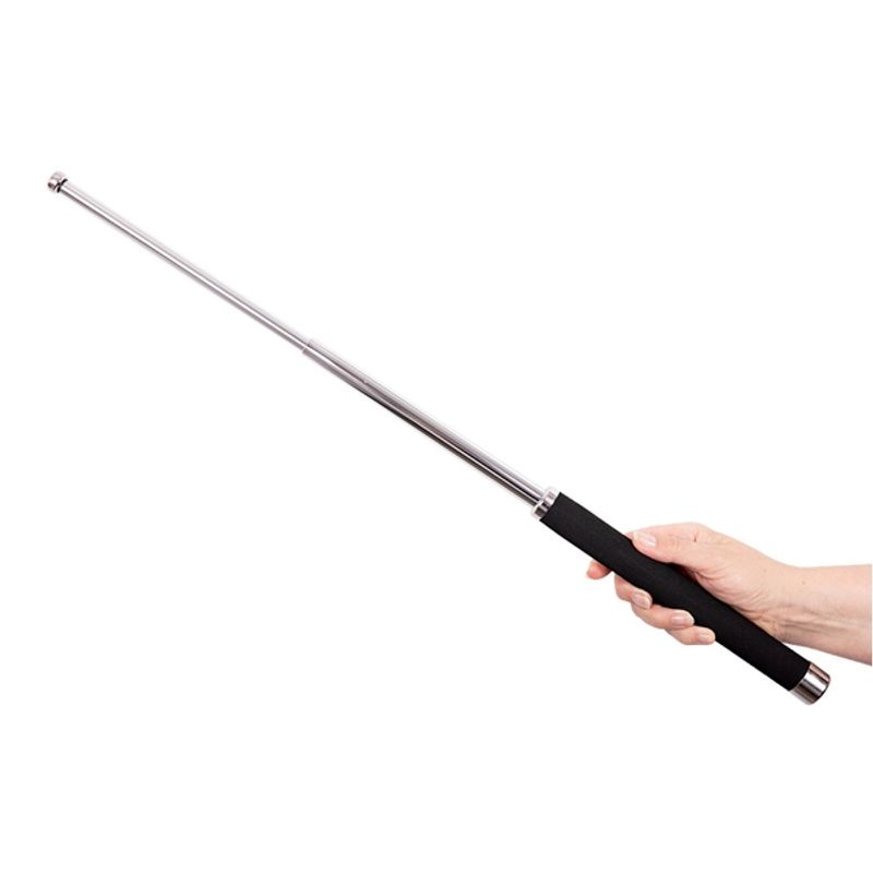 Sport si Outdoor - Sporturi de contact - Produse autoaparare - Set doua bastoane telescopice pliabile si spray paralizant chili DEPOX®, 64 cm/ 65 cm/ 60 ml , argintiu/negru - Infinity.ro