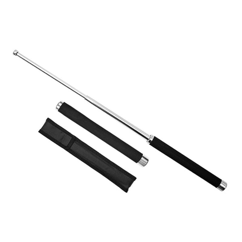 Sport si Outdoor - Sporturi de contact - Produse autoaparare - Set doua bastoane telescopice pliabile si spray paralizant chili DEPOX®, 64 cm/ 65 cm/ 60 ml , argintiu/negru - Infinity.ro