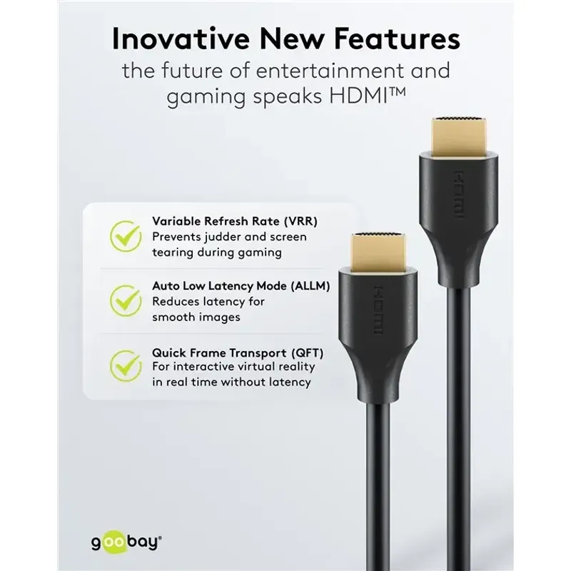 TV, Audio-Video si Foto - Accesorii TV si audio - Cabluri si adaptoare video - Cablu HDMI v2.2 0.5m UltraHD eARC 16K /60Hz 96Gbit/s 8K/60Hz 4K240Hz Goobay 80073 - Infinity.ro