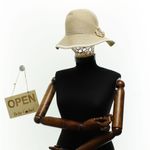 Fashion, accesorii si bijuterii - Femei - Accesorii femei - Caciuli si palarii femei - Palarie dama, Buticcochet, din bumbac si poliester, cu banda decorativa, one size, Bej - PAL1901 - Infinity.ro