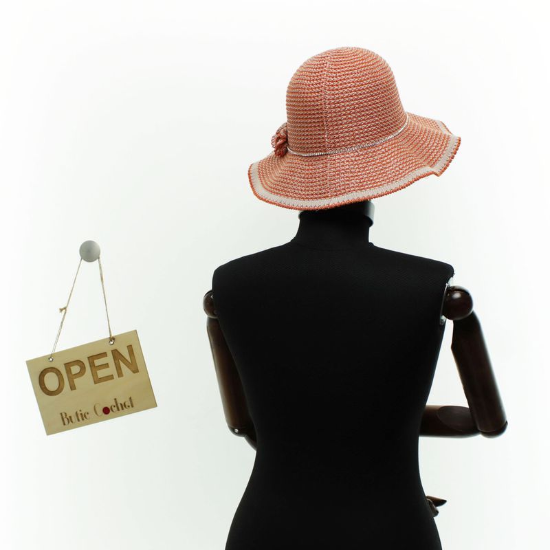Fashion, accesorii si bijuterii - Femei - Accesorii femei - Caciuli si palarii femei - Palarie dama, Buticcochet, din bumbac si poliester, cu banda decorativa, one size, Portocaliu - PAL1904 - Infinity.ro