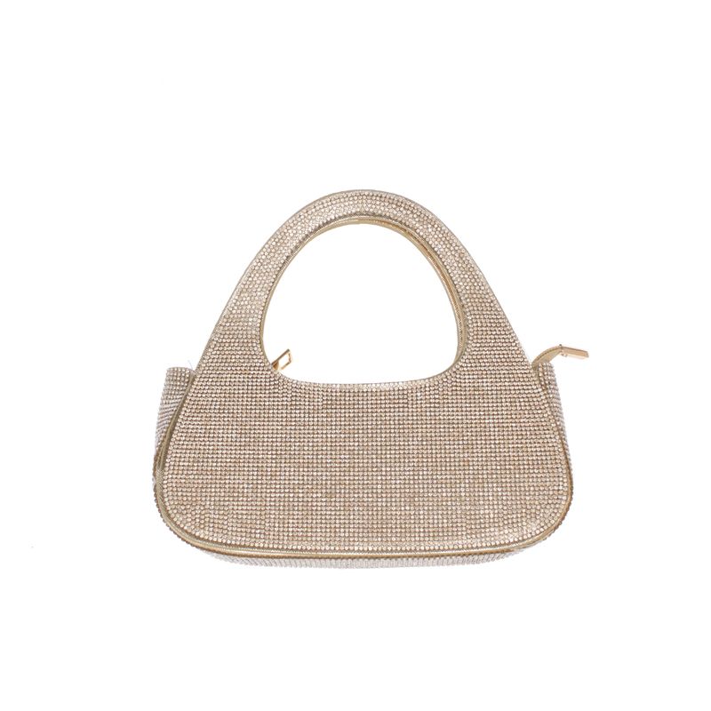 Fashion, accesorii si bijuterii - Femei - Accesorii femei - Genti si rucsacuri femei - Geanta, de dama, din material sintetic, ButicCochet, 20x10x6 cm, cu strasuri, Auriu - GND1084 - Infinity.ro