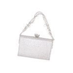 Fashion, accesorii si bijuterii - Femei - Accesorii femei - Genti si rucsacuri femei - Geanta clutch, de dama, din material sintetic, ButicCochet, 17x11x4 cm, cu strasuri, Argintiu - GND1099 - Infinity.ro