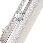 Fashion, accesorii si bijuterii - Femei - Accesorii femei - Genti si rucsacuri femei - Geanta clutch, de dama, din material sintetic, ButicCochet, 17x11x4 cm, cu strasuri, Argintiu - GND1099 - Infinity.ro