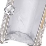 Fashion, accesorii si bijuterii - Femei - Accesorii femei - Genti si rucsacuri femei - Geanta clutch, de dama, din material sintetic, ButicCochet, 17x11x4 cm, cu strasuri, Argintiu - GND1099 - Infinity.ro