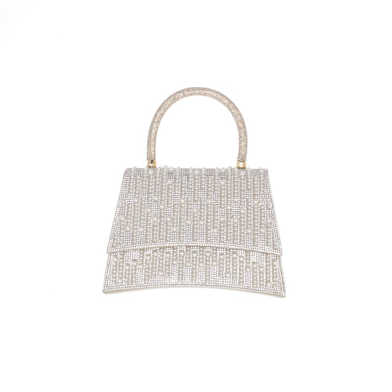 Fashion, accesorii si bijuterii - Femei - Accesorii femei - Genti si rucsacuri femei - Geanta, de dama, din material sintetic, ButicCochet, 19x14x5 cm, cu strasuri si perle, Auriu - GND1088 - Infinity.ro