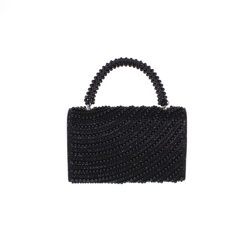Fashion, accesorii si bijuterii - Femei - Accesorii femei - Genti si rucsacuri femei - Geanta, de dama, din material sintetic, ButicCochet, 20x13x5 cm, cu strasuri si perle, Negru - GND1092 - Infinity.ro