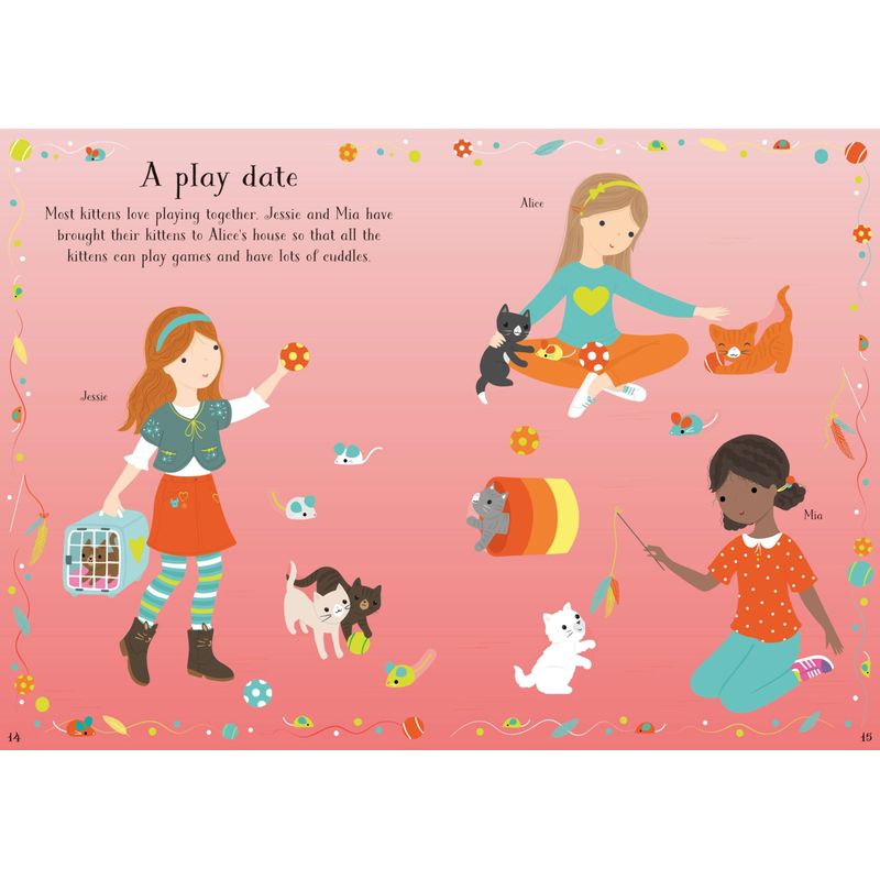 Carti si Birotica - Carti - Carti pentru copii - Carti interactive - Little Sticker Dolly Dressing Kittens – Carte cu stickere pentru copii 4+ ani, Usborne - Infinity.ro
