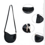 Fashion, accesorii si bijuterii - Femei - Accesorii femei - Genti si rucsacuri femei - Poseta eleganta de umar neagra din piele PU, cu magnet si curea ajustabila - Infinity.ro