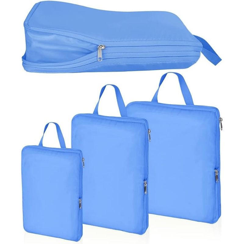 Sport si Outdoor - Articole de voiaj - Genti voiaj - Organizatoare spatiu valize si bagaje-set 4 piese albastre - Infinity.ro