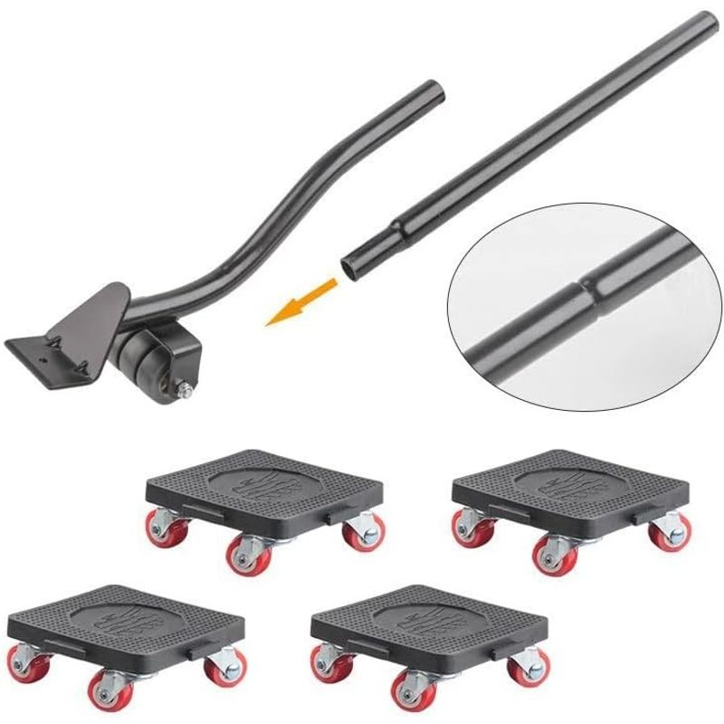 Casa si Gradina - Constructii - Depozitare, transport si protectie - Echipamente pentru transport si ridicat - Set ridicat si transport mobila in casa cu 4 role cu franare si parghie ridicat, sarcina max 400 kg - Infinity.ro