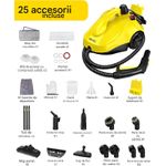 Electronice si Electrocasnice - Ingrijirea locuintei - Mopuri electrice - Aparat curatare cu abur, 23 accesorii, cablu 5 m, pentru suprafete, covoare si tapiterie, culoare galben - Infinity.ro