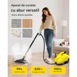 Electronice si Electrocasnice - Ingrijirea locuintei - Mopuri electrice - Aparat curatare cu abur, 23 accesorii, cablu 5 m, pentru suprafete, covoare si tapiterie, culoare galben - Infinity.ro