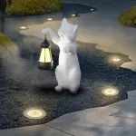Casa si Gradina - Corpuri si surse de iluminat - Iluminat exterior - Lampi solare - Pisica de gradina, terasa, balcon cu LED-uri si panou solar 26 cm - Infinity.ro